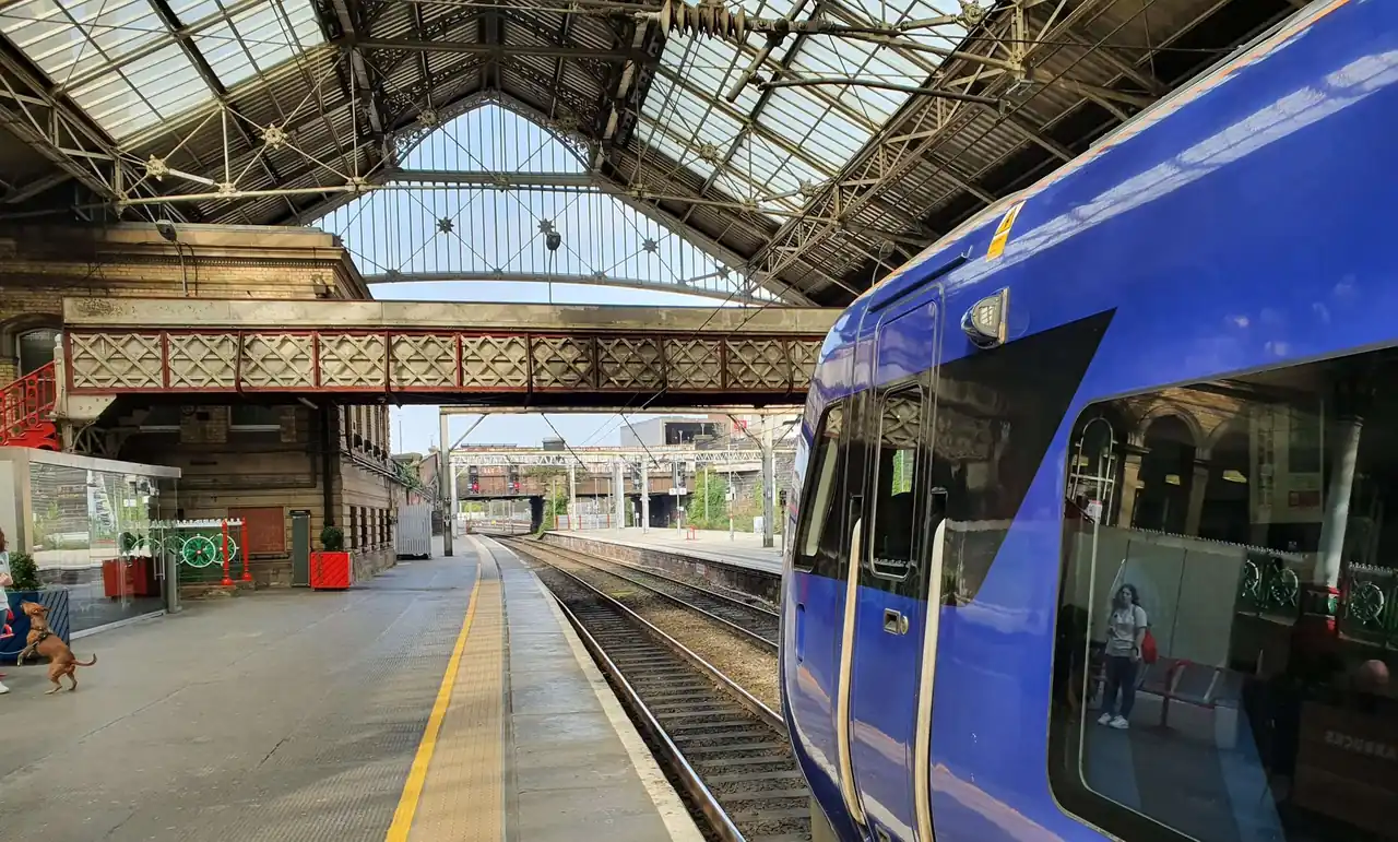 UK railway station platform background